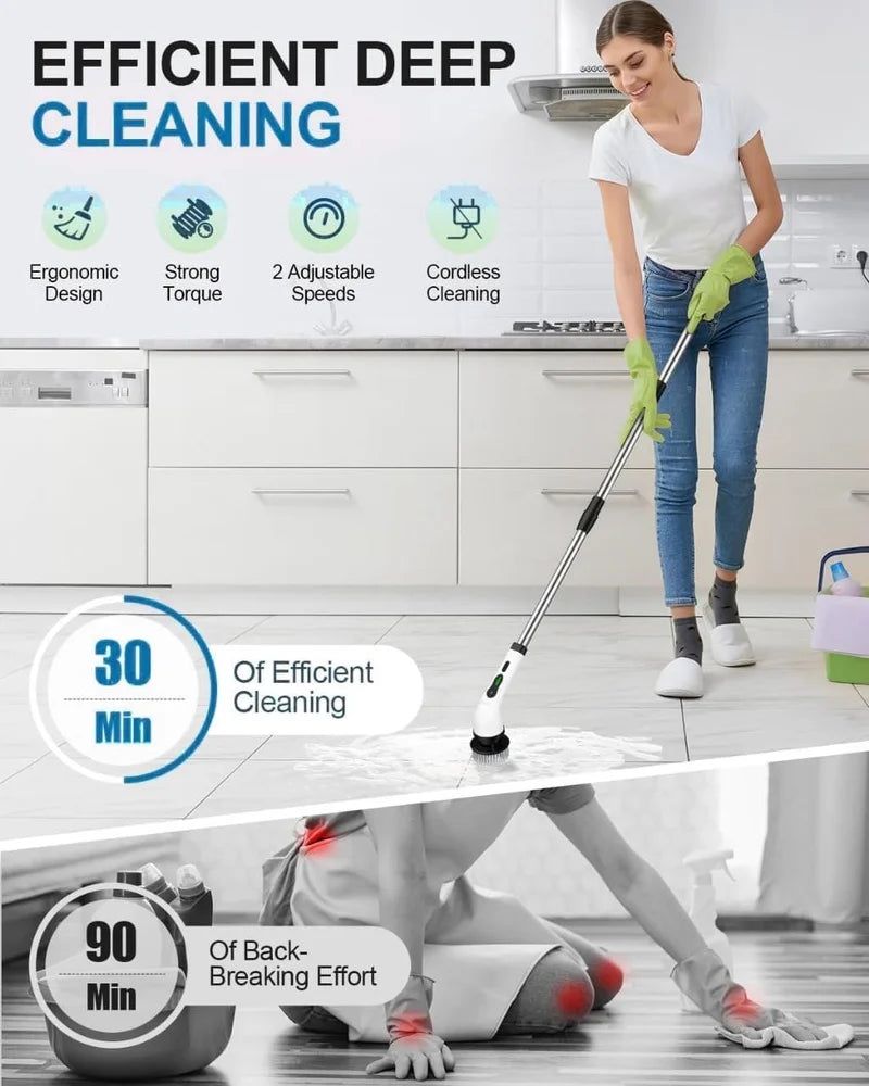 9 IN 1 ELECTRIC SPIN SCRUBBER AND CORDLESS CLEANING BRUSH