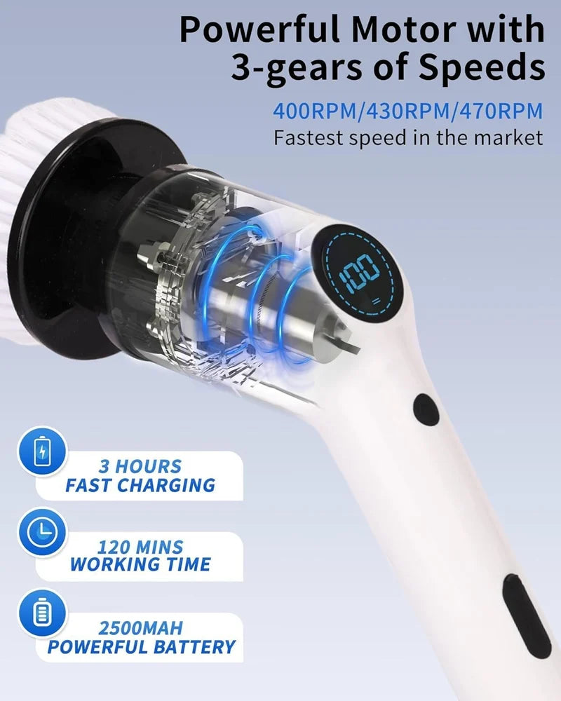 9 IN 1 ELECTRIC SPIN SCRUBBER AND CORDLESS CLEANING BRUSH