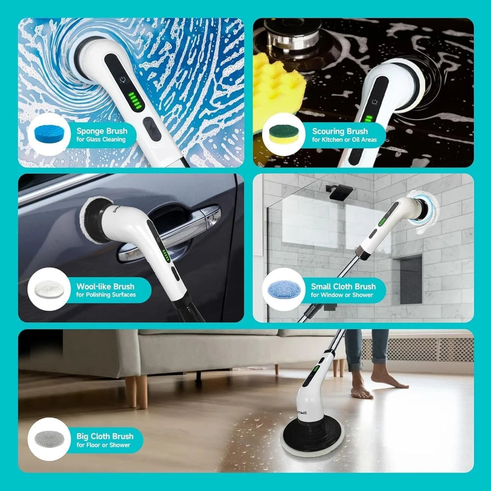 9 IN 1 ELECTRIC SPIN SCRUBBER AND CORDLESS CLEANING BRUSH